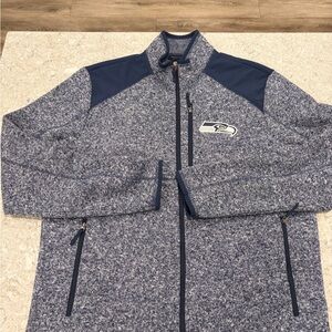 Seattle Seahawks NFL Men's Blue Heather Performance Fleece Jacket Embroidered-Lg
